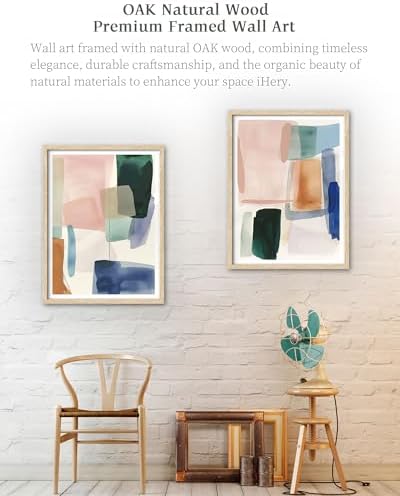 iHery 12x16in Geometric Color Block Framed Abstract Wall Art - Image 4