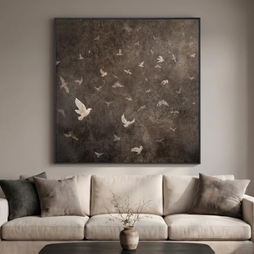 Extra Large Framed Vintage Bird Brown Wall Art by MXART
