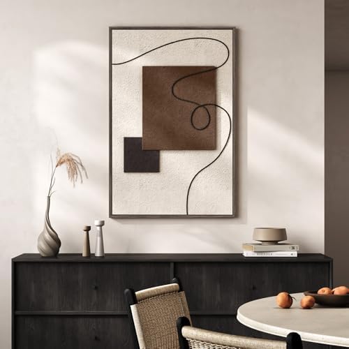 Framed Neutral Abstract Wall Art, 3D Textured Artwork - Image 3