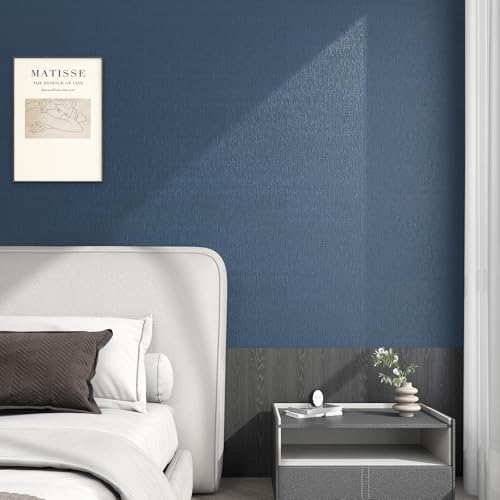 Navy Wallpaper Stick and Peel Textured Grasscloth Wallpaper Blue Contact Paper - Image 4