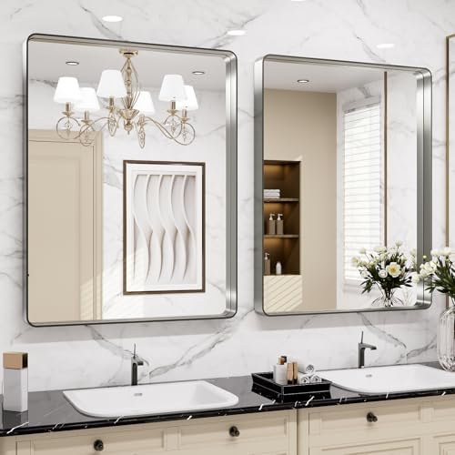 LOAAO 24X32 Inch Brushed Nickel Bathroom Mirror - Image 4