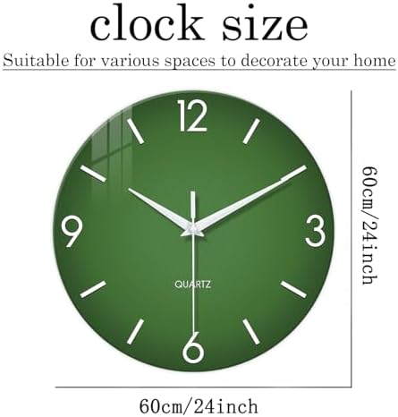 XFM Large Green Glass Wall Clock 24 Inch Modern Simple - Image 6