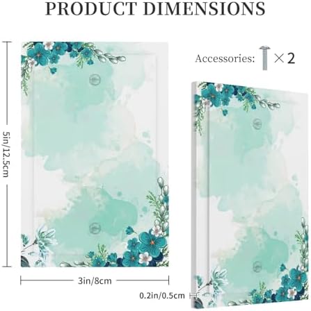 Light Switch Cover Plate Blue Green Flowers Light Green Watercolor Patterns 1 - Image 5