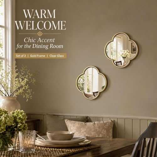 2 Pack Clover Wall Mirrors, Real Glass Decorative Mirrors - Image 5