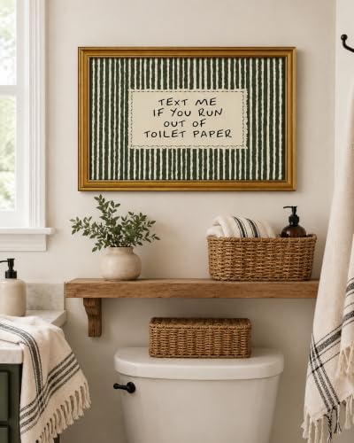 Gold Framed Wall Art, Funny Bathroom Canvas Prints, Text Me If You Run Out Of - Image 4