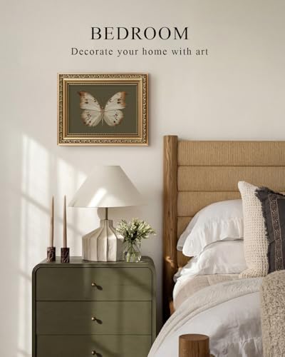 VIYYIEA Gold Framed Butterfly Wall Art Vintage Canvas Painting, 8×10 Inch - Image 4
