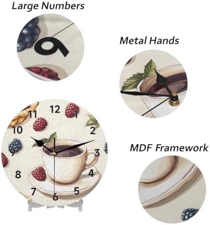 Coffee Wall Clock 9.84 Inch Silent Wall Clocks Battery Operated Non Ticking - Image 5