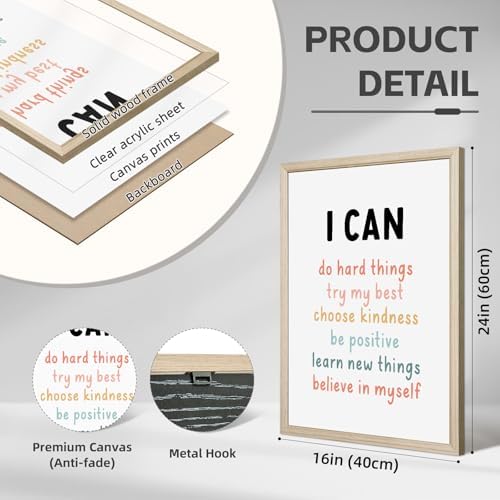 Kids Affirmation Wall Art Positive Canvas Wall Decor Inspirational Quotes - Image 2