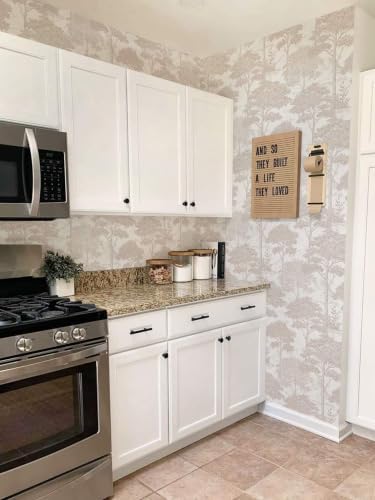 Ismoon Beige Peel Stick Wallpaper Forest Mural Toile Stick on Wallpaper - Image 3