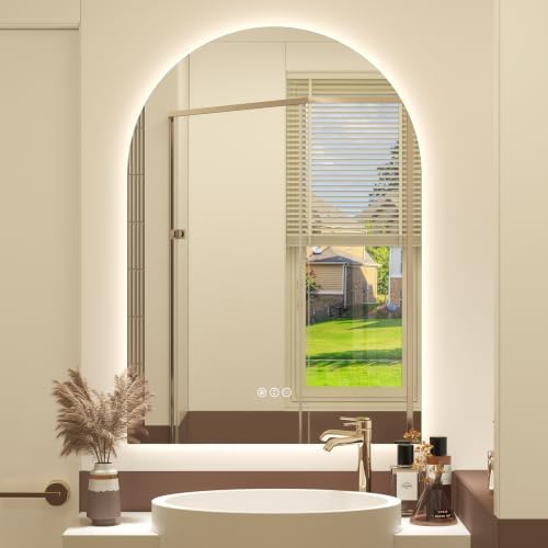 Arched Backlit LED Lighted Bathroom Mirror 24x32 by LuxulumMirror