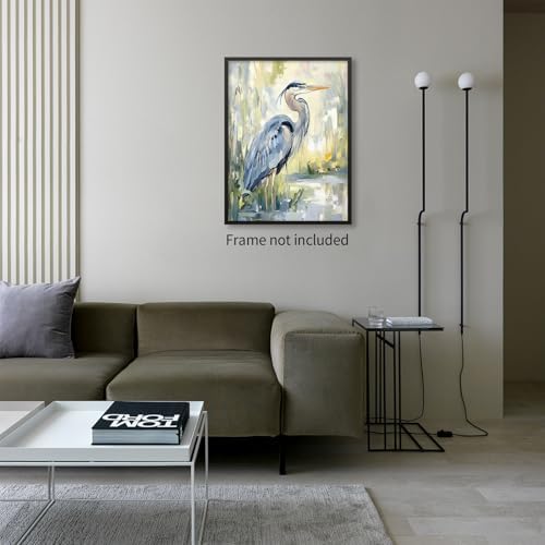 Blue Heron Canvas Wall Art Watercolor Sea Bird Poster Coastal Nature Wildlife - Image 6
