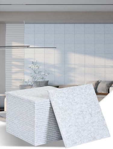 AKUMAX 24 Pack Acoustic Wall Panels, 11.8 x 11.8 x 0.4 in Peel-and-Stick PET by AKUMAXWOODWALLPANELS