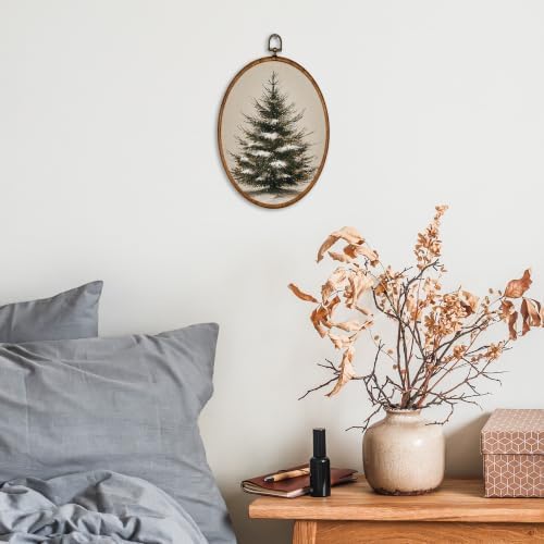 KSDUT Vintage Winter Christmas Tree Oval Wall Art 8.6"x11.4" - Image 2