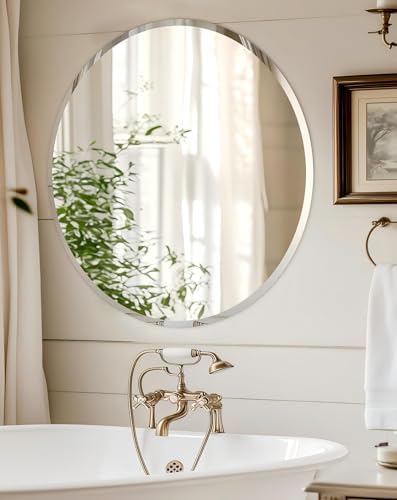 Frameless Round Wall Mirror: Modern Glass Mirror 23.6x23.6 inch by Artloge