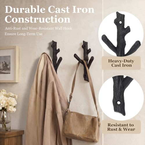 Frienda 4 Pcs Rustic Tree Branch Decorative Hooks, 6.6" X 3.5 " - Image 3