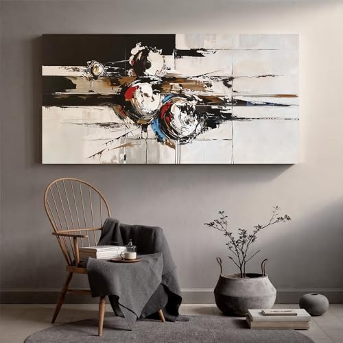 YISXINOAG Black White Abstract Wall Art Modern Industrial Painting 29"X58" - Image 3