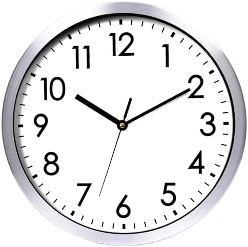 12 Inch Metal Wall Clock Silent, Non-Ticking Decorative Modern Analog Quartz by Hiopeak