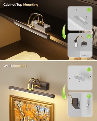 Picture Light, 15.7″ Wireless Battery Operated Rechargeable LED Wall Light - Image 6