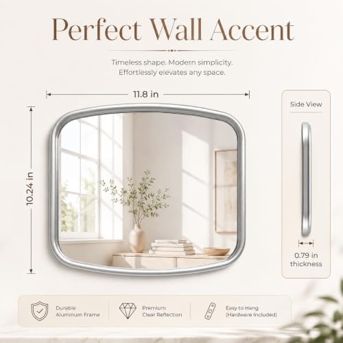 2 Pack Rounded Square Wall Mirror, Aesthetic Curved Edge Vanity Mirror - Image 2