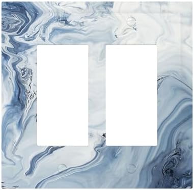 Decorative Outlet Covers Blue Marble Pattern 2 Gang Double GFCI Rocker by Lightswitchcovers