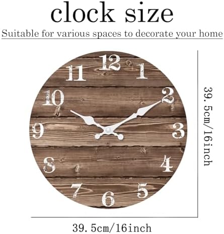 XFM Large Farmhouse Wall Clock Battery Operated 16 Inch Brown - Image 6