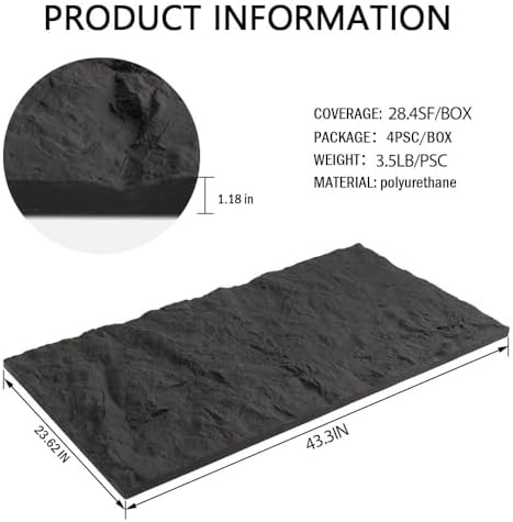 Faux Stone Wall Panel Rock Wall Panels Flexible Wall Panels Graphite Black - Image 3