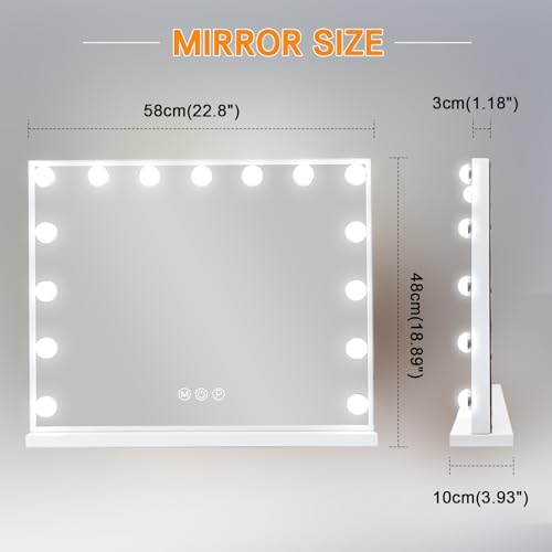 FENCHILIN Vanity Mirror with Lights, 22.8"x 18.1" Hollywood Makeup Mirror with - Image 5