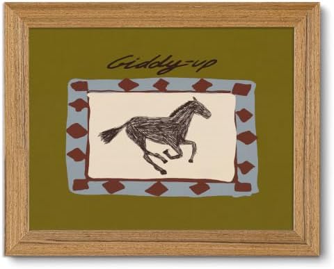 Framed Western Cowboy Wall Art Horse Giddyup Canvas Print Decor by ZMDDYSWallArt