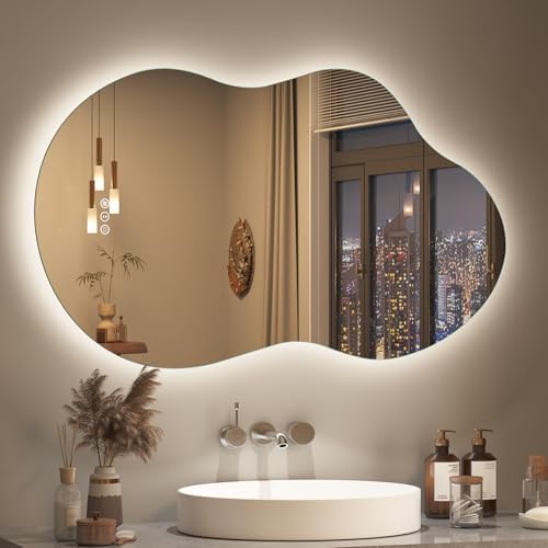 SMIROR 24x36 Irregular Backlit Led Lighted Bathroom Vanity Mirror by SMIROR