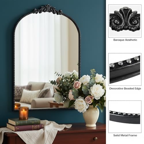 ZIYOO Vintage Baroque Arched Wall Mirror 36"x24" - Image 2