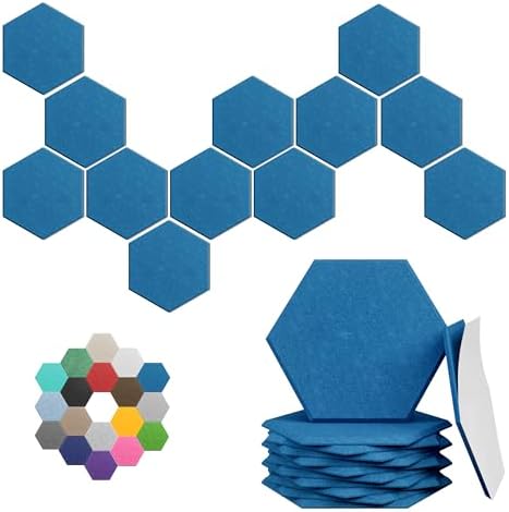 Hexagon Acoustic Panels, 12 Pack Self-Adhesive Sound Panels by UNECHOACOUSTIC