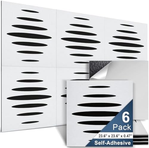 6 Pack Slat Acoustic Panels Self-Adhesive, Sound Absorbing Panels by AUSLET