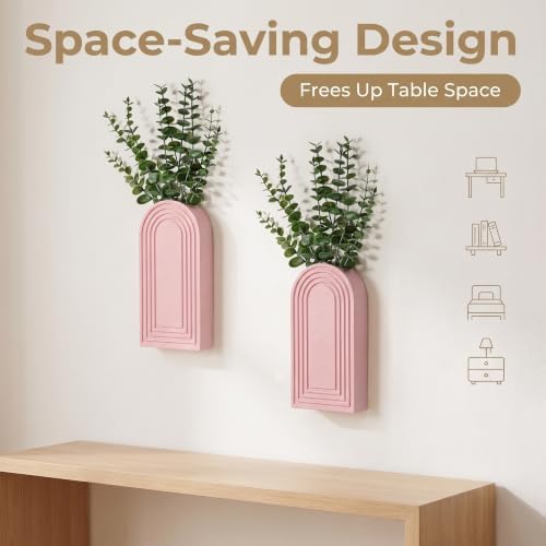 Dnnnii 2 Pack Wooden Wall Vase Set - Image 2