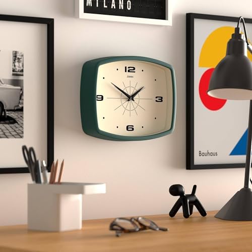 JONES CLOCKS® Movie wall Clock | Rectangular Retro Clock | 10" | Dark Green | - Image 5