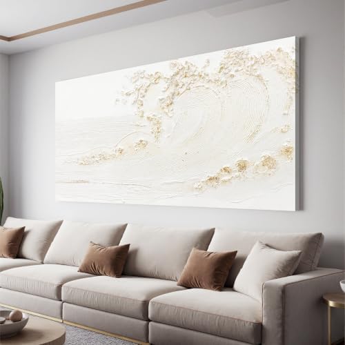 Canvas Wall Art Decor White Wall Art Silent Waves by TQJYILUFAART