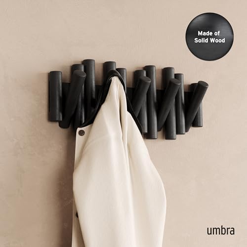 Umbra Picket Coat Rack, Wall Mount 5 Flip-Down Coat Hooks - Image 2