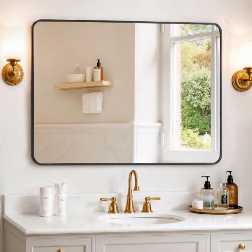 Bathroom Mirror for Wall, 40x30 Inch HD Tempered Glass Vanity Mirror by SageNest