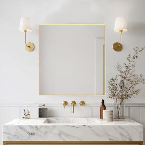 Sunniry Mirrors for Bathroom Sink, 24x24 inch Gold Frame Mirror, Metal Frame - Image 3