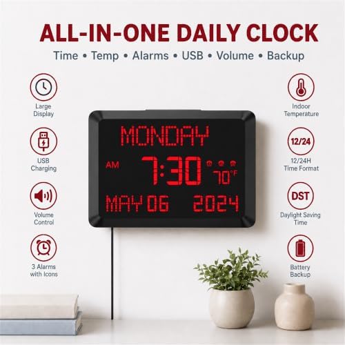 Mesqool 11.5-Inch Large Digital Wall Clock - Image 2