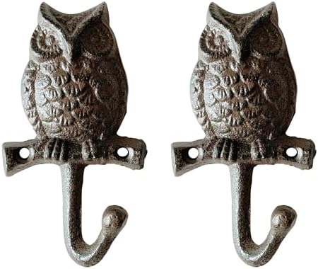 Rustic Owl-Shaped Decorative Wall Hook Rack Hangers by Zorues