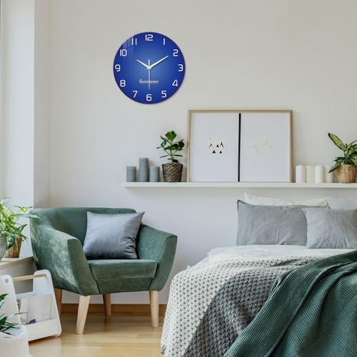 XNM Blue Simple Glass Wall Clocks Battery Operated 14 Inch - Image 5