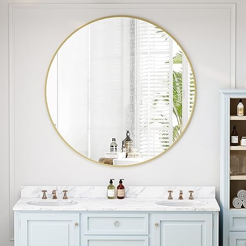HARRITPURE Round Mirror 42 Gold Wall Mounted Circle Mirrors - Image 3