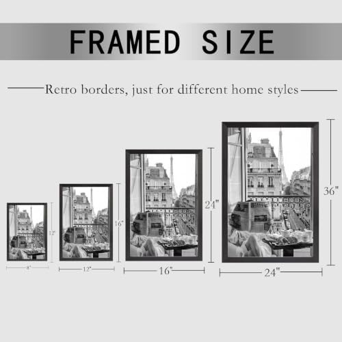 Vintage Girl Reading Newspaper Poster Eiffel Tower View Canvas Wall Art Retro - Image 2