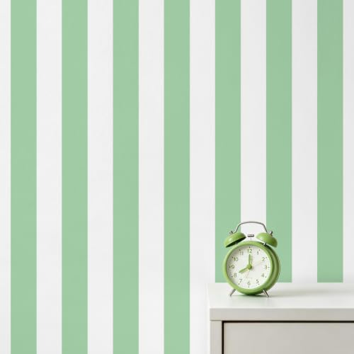 Green and White Striped Wallpaper Peel and Stick Wallpaper Self-Adhesive by Qianglive