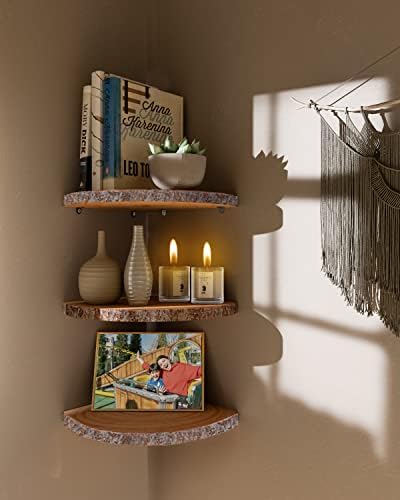 Corner Floating Shelves 3Pcs Wood Corner Shelf Rustic Wall Corner Shelf - Image 2