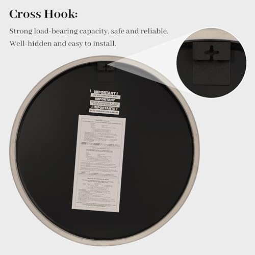 WallBeyond Round Mirror 24 Inch, Linen-Texture Circle Wall Mirror - Image 7