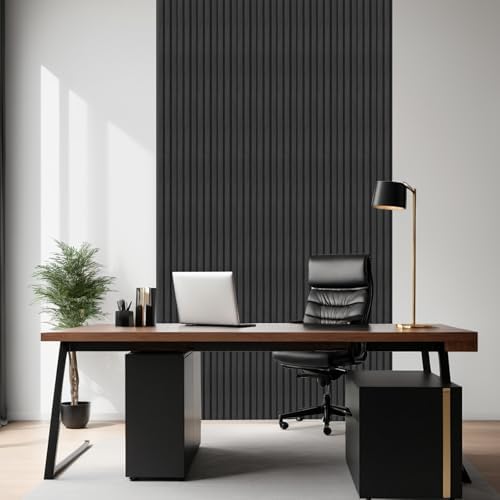 Peel and Stick Black Slat 3D Wall Panels 4"x98", Wood Acoustic Accent - Image 4