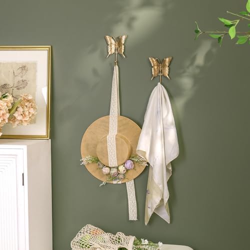 SOFFEE DESIGN 2PCS Gold Butterfly Metal Hooks, Garden Theme Key Holders - Image 7