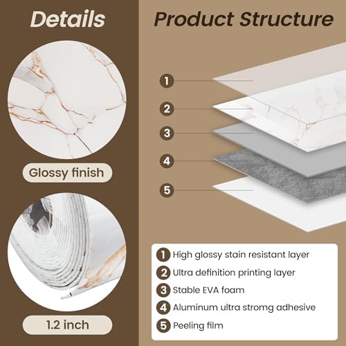 KASARO Peel and Stick Backsplash Wall Tile, 118 × 47 inch - Image 2