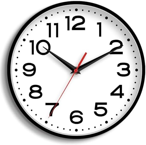 Roymnie 18 Inch Wall Clock, Battery Operated Silent Non Ticking Black by Unknown